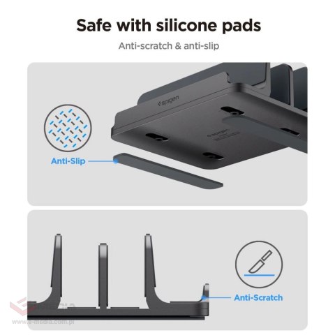 Organizer biurkowy Spigen LD208S4 na laptopy, tablety, smartfony, klawiatury - szary