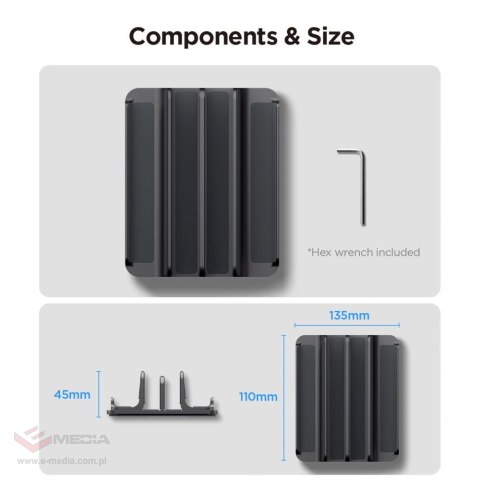 Organizer biurkowy Spigen LD208S4 na laptopy, tablety, smartfony, klawiatury - szary