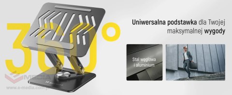 Podstawka pod laptopa, tablet Wozinsky WRS-CPY84SB 360 aluminiowa + Gratis! podstawka do smartfona - czarna