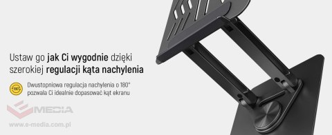 Podstawka pod laptopa, tablet Wozinsky WRS-CPY84SB 360 aluminiowa + Gratis! podstawka do smartfona - czarna