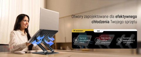 Podstawka pod laptopa, tablet Wozinsky WRS-CPY84SB 360 aluminiowa + Gratis! podstawka do smartfona - czarna