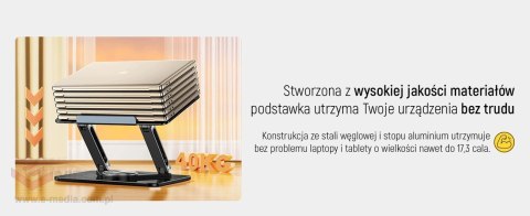 Podstawka pod laptopa, tablet Wozinsky WRS-CPY84SB 360 aluminiowa + Gratis! podstawka do smartfona - czarna