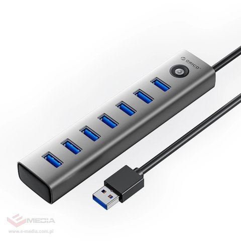 Hub Orico CL7U-U3 7x USB-A 3.0 + USB-C 5V/3A 1m - szary