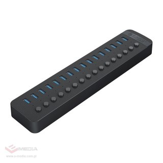 Hub Orico CT2U3-16AB 16x USB-A 3.0 z włącznikami - czarny