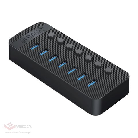 Hub Orico CT2U3-7AB 7x USB-A 3.0 z włącznikami - czarny