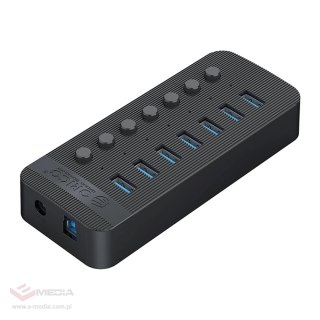 Hub Orico CT2U3-7AB 7x USB-A 3.0 z włącznikami - czarny