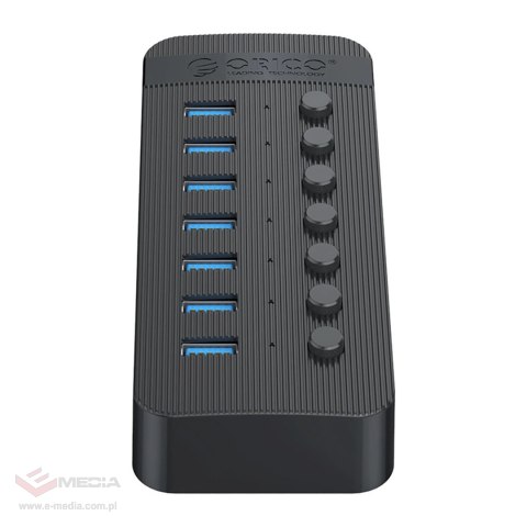 Hub Orico CT2U3-7AB 7x USB-A 3.0 z włącznikami - czarny
