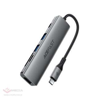 Hub USB Acefast J18 stacja dokująca USB-C 6w1 HDMI 4K 60Hz PD90W - szara