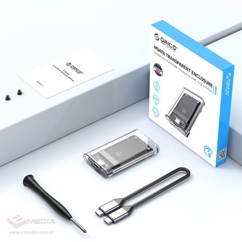 Kieszeń dyskowa Orico TC10-MS MSATA USB-C 3.2 5Gb/s - przezroczysta