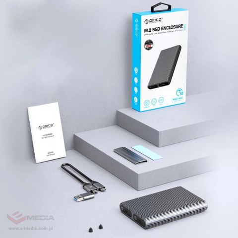 Kieszeń dyskowa podwójna Orico AM2C3-2SN na dwa dyski M.2 SATA+NVME USB-C 3.2 6Gb/s / 10Gb/s - szara