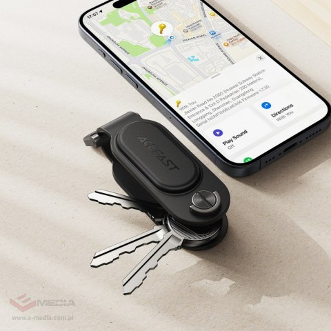 Lokalizator Bluetooth Acefast S4 w formie breloka na klucze kompatybilny z Apple Find My - czarny
