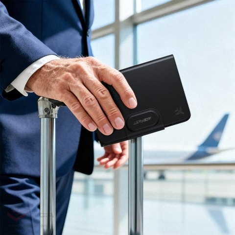 Lokalizator Bluetooth Acefast S6 w formie etui na paszport kompatybilny z Apple Find My - czarny