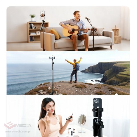 Selfie stick Orico SPM215 tripod 1/4" na telefon kamerę aparat z obrotem 360 stopni Bluetooth 5.2 - czarny