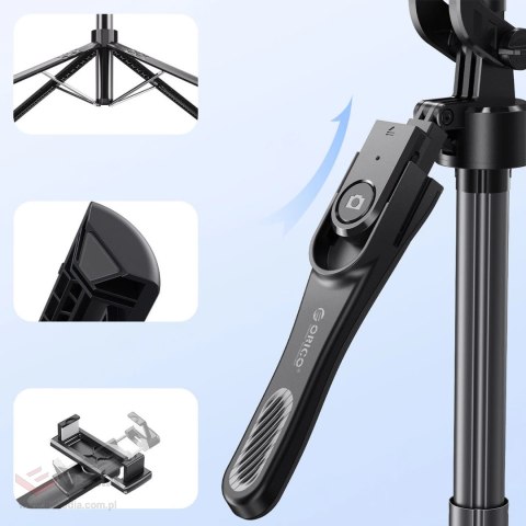 Selfie stick Orico SPN185 statyw 1/4" na telefon kamerę aparat z obrotem 360 stopni Bluetooth 5.2 - czarny