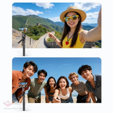 Selfie stick Orico SPN185 statyw 1/4" na telefon kamerę aparat z obrotem 360 stopni Bluetooth 5.2 - czarny