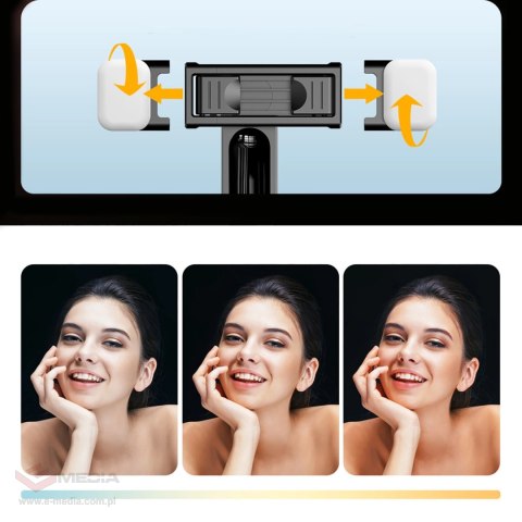 Selfie stick WC13YDS teleskopowy tripod 1.3m z podwójną lampą i uchwytem na telefon - czarny