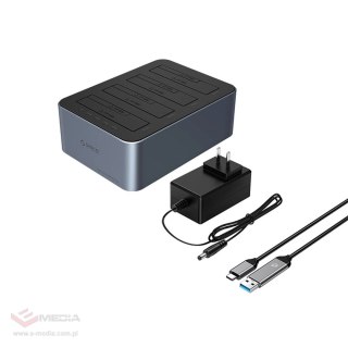 Stacja dokująca Orico 6646C3-C na 4 dyski z funkcją klonowania offline 2,5"/3,5" SATA HDD/SSD - szara