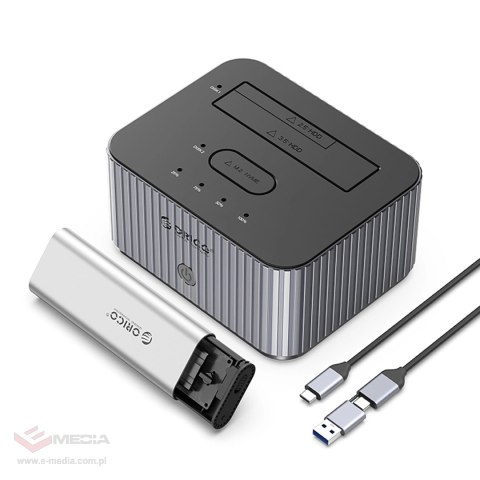 Stacja dokująca Orico IT28E-C na 2 dyski z funkcją klonowania M.2 NVME 2,5"/3,5 HDD / 2,5" SSD - szara