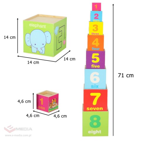 Wieża edukacyjna drewniana sorter kształty nauka liczenia 71cm XXL