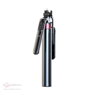Wozinsky Selfie stick WH181D-Y1S teleskopowy statyw 1.75m ze stopu aluminium z podwójną lampą i uchwytem na telefon - czarny