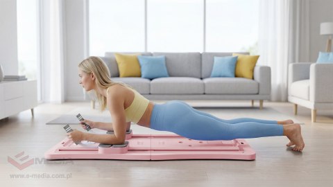 Domowy zestaw do pilates, wielofunkcyjny przyrząd do ćwiczeń fitness 9 w 1, kolor różowy