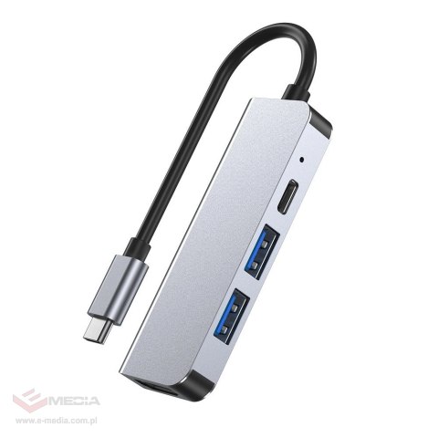 HUB Tech-Protect V2 4w1 USB-C - USB-A 3.0 / USB-A 2.0 / USB-C / HDMI - szary
