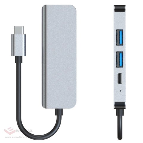 HUB Tech-Protect V2 4w1 USB-C - USB-A 3.0 / USB-A 2.0 / USB-C / HDMI - szary