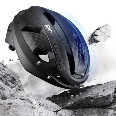 Kask rowerowy Rockbros LK-15 z włókna węglowego 58-62 cm - czarny