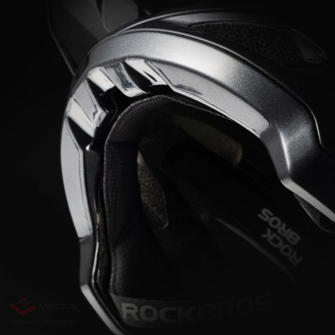 Kask rowerowy Rockbros LK-99 na rower górski z regulowanym daszkiem i zapięciem magnetycznym 58-62 cm - czarny