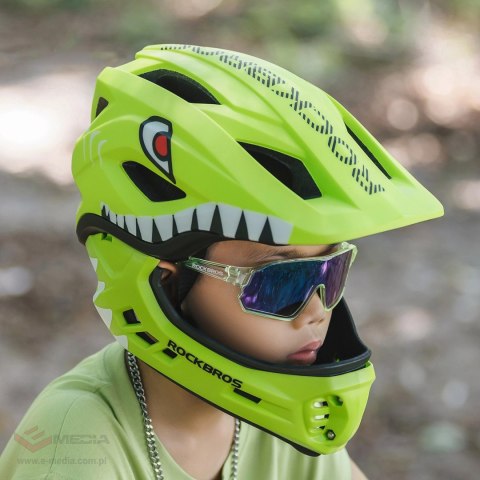 Kask rowerowy Rockbros TT-32004 Shark dziecięcy z odpinaną szczęką rozmiar M (54-58) - zielony