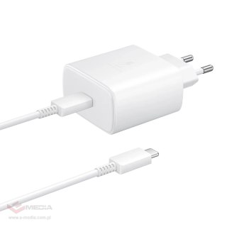 Ładowarka sieciowa Samsung EP-TA845EWE 45W z kablem USB-C Samsung EP-DW767JWE 45W 1,8m (OOB Bulk - opakowanie zastępcze) - biała