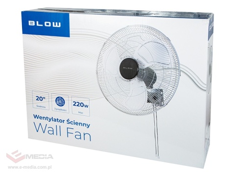 Wentylator ścienny 50cm 220W SREBRNY cyrkulator