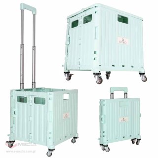 Wózek transportowy na zakupy LUARO składany 4 kółka pokrywka zielony
