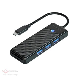 Hub USB Orico PAPW3AT-U3 4-portowy 3x USB-A 3.0 z czytnikiem kart microSD/SD 1,8 m - czarny