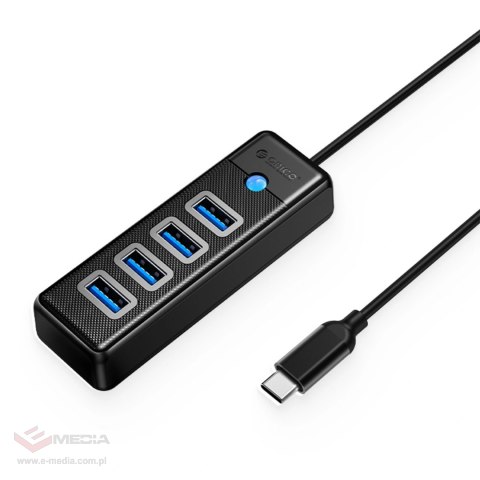 Hub USB Orico PW4U-C3 4-portowy USB-A 3.0 1,8 m - czarny