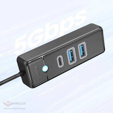 Hub USB Orico PWC2U-U3 3-portowy 2x USB-A 3.0 1x USB-C 3.0 1 m - czarny