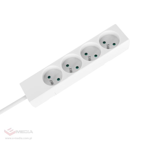 Przedłużacz 4 gniazda 2m typu francuskiego bez przełącznika (3x1,5mm) Rebel biały