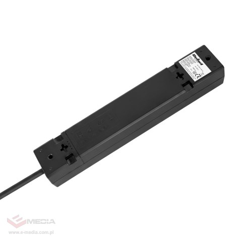 Przedłużacz 5 gniazd 3m typu francuskiego bez przełącznika (3x1,5mm) Rebel czarny