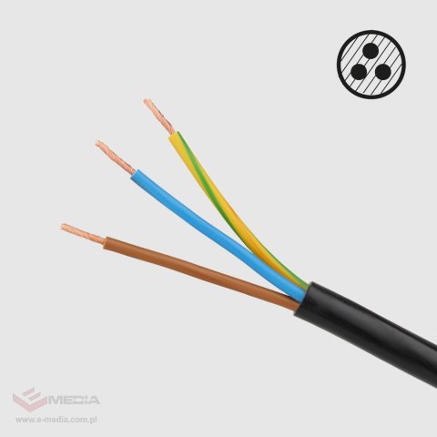 Przedłużacz sieciowy Rebel czarny 4 gniazda bez przełącznika, dł. 3m (3x1,5mm)