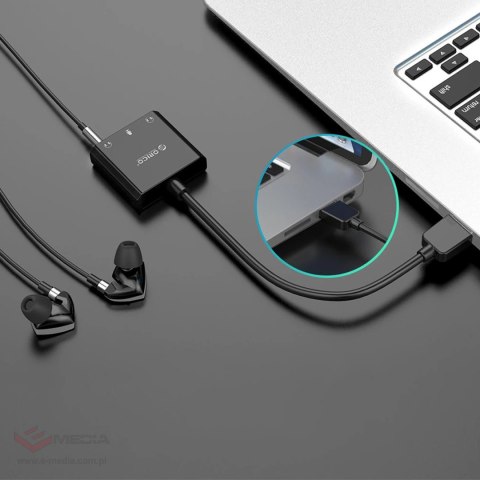 Zewnętrzna karta dźwiękowa Orico SKT3 USB-A - czarna