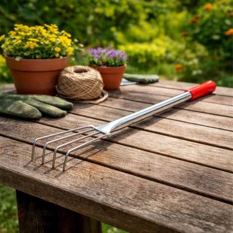 Grabki Ogrodowe Ogrodnicze Metalowe Pazurki do Grabienia Spulchniania 4 Zębne 106 cm