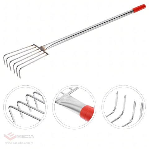 Grabki Ogrodowe Ogrodnicze Metalowe Pazurki do Grabienia Spulchniania 6 Zębne 56 cm
