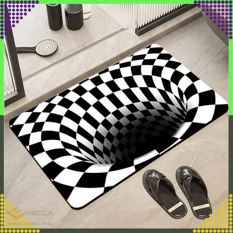 Chodnik Dywanik Mata Wycieraczka z Efektem 3D Iluzja Biała Dziura 60x40cm