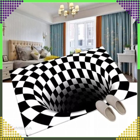 Chodnik Dywanik Mata Wycieraczka z Efektem 3D Iluzja Biała Dziura 60x40cm