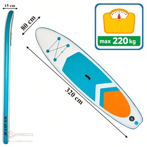 Deska Sup Paddle Board do Pływania Pompowana Standu Up + Akcesoria 320 cm