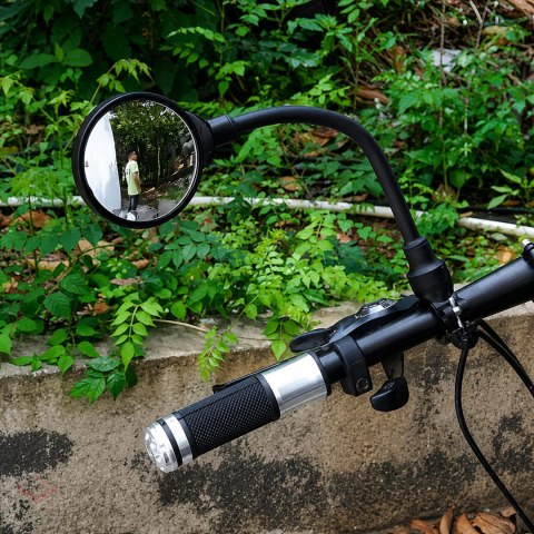 Lusterko Rowerowe Motocyklowe Wsteczne Okrągłe na Kierownicę Czarne 2szt