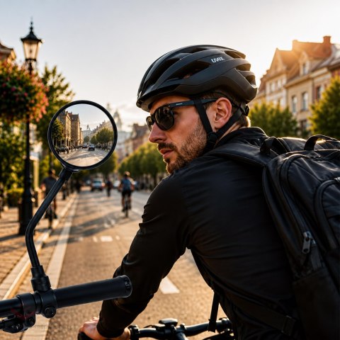 Lusterko Rowerowe Motocyklowe Wsteczne Okrągłe na Kierownicę Czarne 2szt