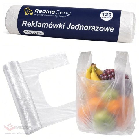 56 x Reklamówki Foliówki Zrywki Foliowe Jednorazowe 44x35cm Rolka 120szt Mocne