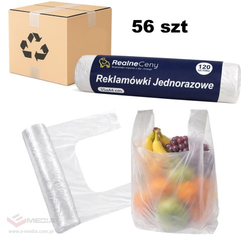 56 x Reklamówki Foliówki Zrywki Foliowe Jednorazowe 44x35cm Rolka 120szt Mocne