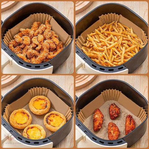 Wkład Air Fryer Papier Wkłady Papierowe do Frytkownicy Betłuszczowej 16x16cm 100szt.